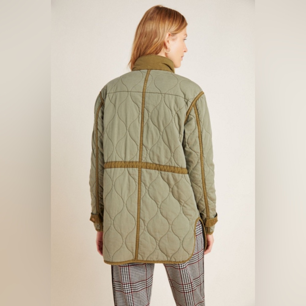 Anthropologie Quilted Liner Jacket Army Green - Picture 4 of 6